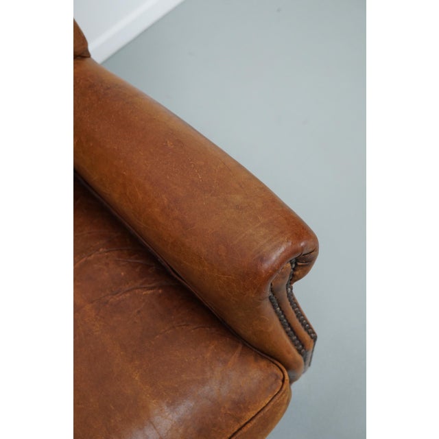 Vintage Dutch Cognac Colored Leather Club Chair For Sale - Image 5 of 18