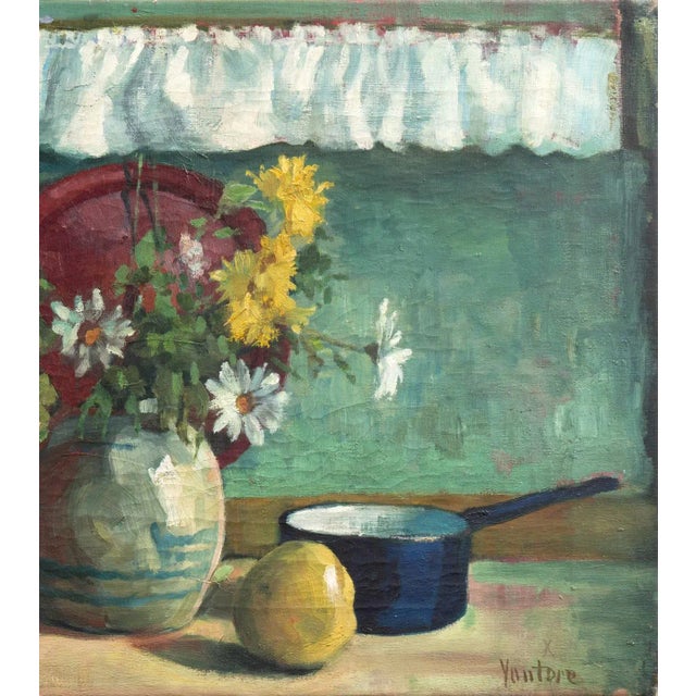 1920s 'Yellow and White Daisies' by Mogens Vantore, Paris, Impressionist Still Life, Circa 1925 For Sale - Image 5 of 11