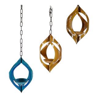 Vintage Hanova of Pasadena Hanging Candle Holders- Set of 3 For Sale