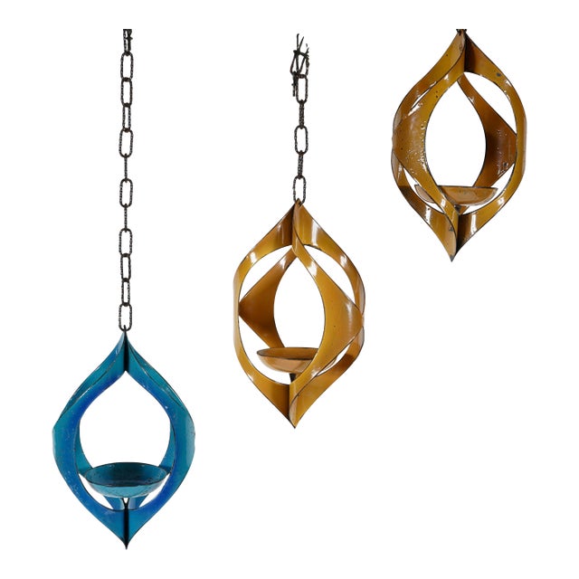 Vintage Hanova of Pasadena Hanging Candle Holders- Set of 3 For Sale