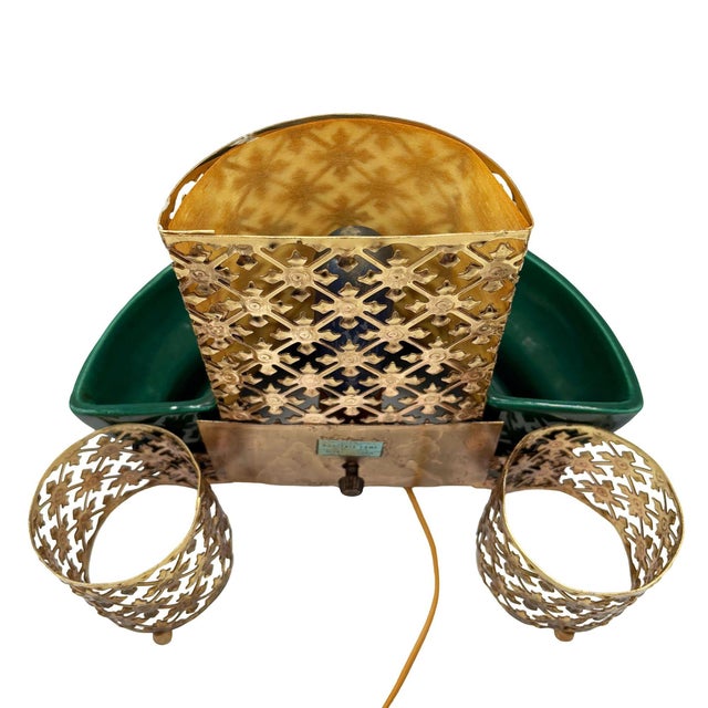 1950s 1950s Mid-Century Modern Regancy Brass & Ceramic Tv Lamp & Planter by Sierra Columbia For Sale - Image 5 of 11