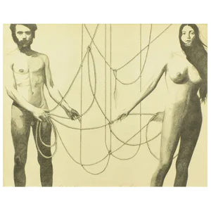 Graphite Drawing of Nude Male & Female "Skrebneski Entangled"