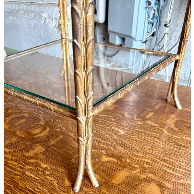 70’s Gilt Painted Hollywood Regency Two Tier Side Table For Sale - Image 9 of 11