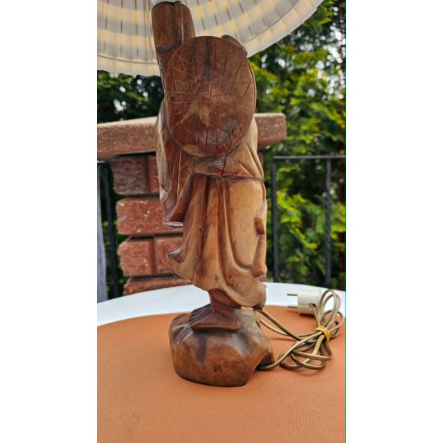 Chinese Carved Wood Desk Lamp, 1950s-1960s For Sale - Image 11 of 14