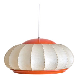 1960s Mid-Century Modern Italian Orange Cocoon Pendant For Sale