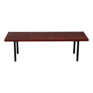 Teak Wood and Metal Bench, Italy, 1970s For Sale
