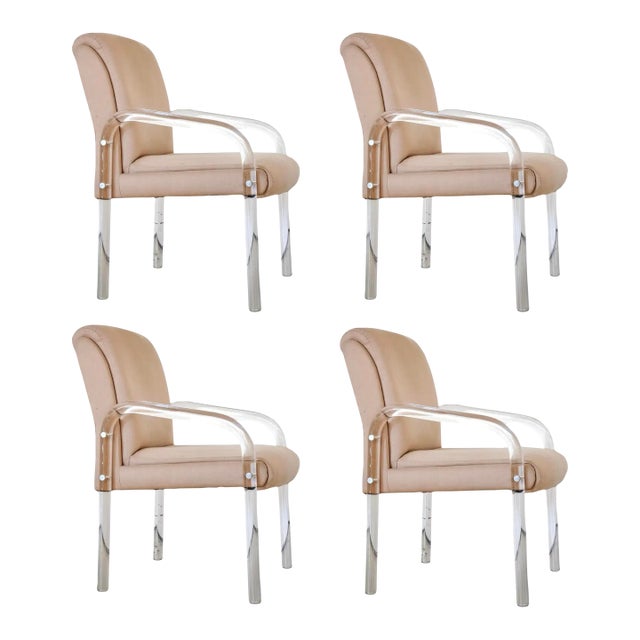 1980s Lion in Frost for Hill Manufacturing Lucite Dining Chairs - Set of 4 For Sale