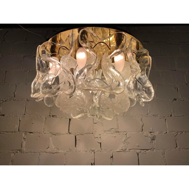 Gold Chandelier in Crystal Ice Glass by J. T. Kalmar for Kalmar Franken KG, 1960s For Sale - Image 8 of 17