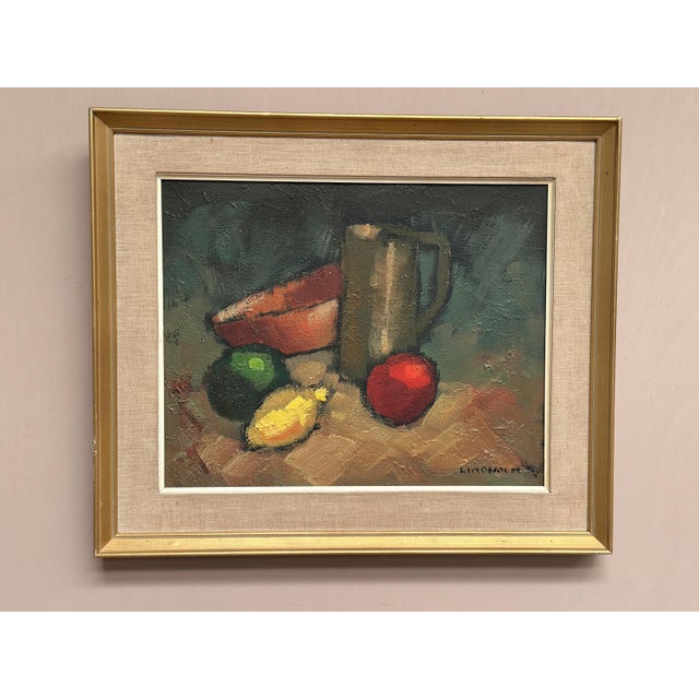 Mid-Century Modern Lindholm, Still Life, 1960s, Oil on Canvas, Framed For Sale - Image 3 of 18