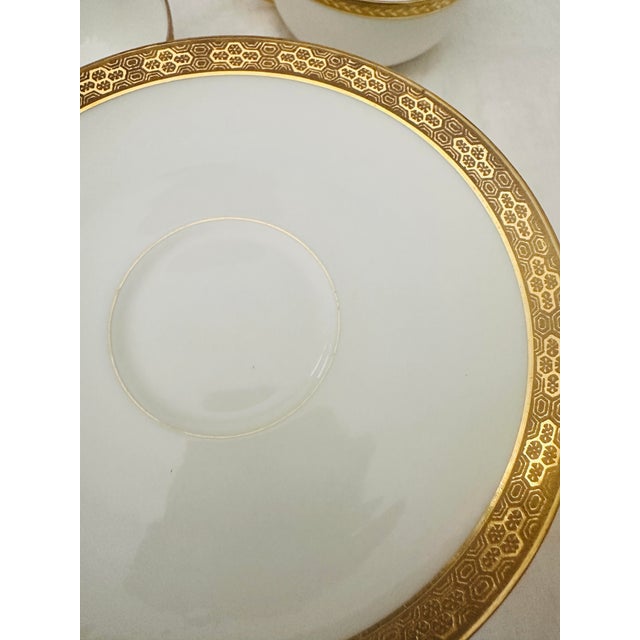 Early 20th Century Vintage C. Ahrenfeldt Set of 6-24kt Gold Rim Saucers For Sale - Image 5 of 6