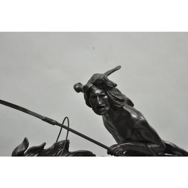 Late 20th Century Frederic Remington "Cheyenne" Lost Wax Cast Bronze Native American Sculpture For Sale - Image 4 of 17