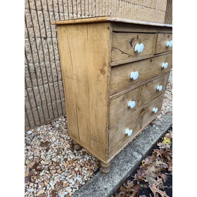Antique English Solid Stripped Pine 5 Drawer Chest of Drawers or Dresser For Sale - Image 11 of 11