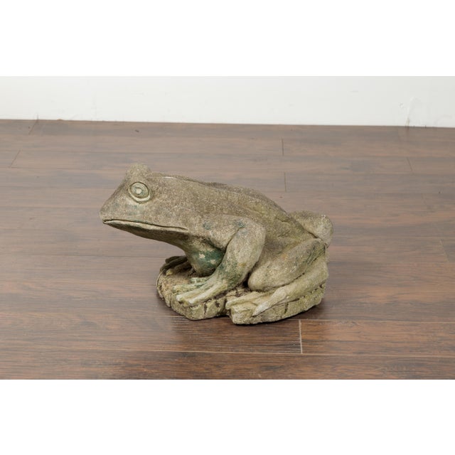 Late 20th Century American Giant Stone Frog with Patina, Originally Used as a Fountain For Sale - Image 11 of 11