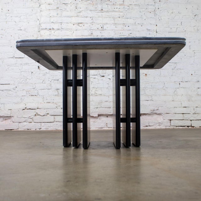 Slate Gray Late 20th Century Scandinavian Post Modern End or Side Table Marble Square Top by Bendixen Designs Made in Denmark For Sale - Image 8 of 18