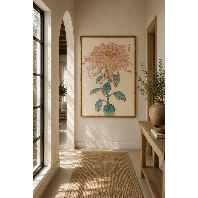 Paper Pink Floral Giclee, Vintage Japanese Botanical Art Print, 24" X 36" For Sale - Image 7 of 10