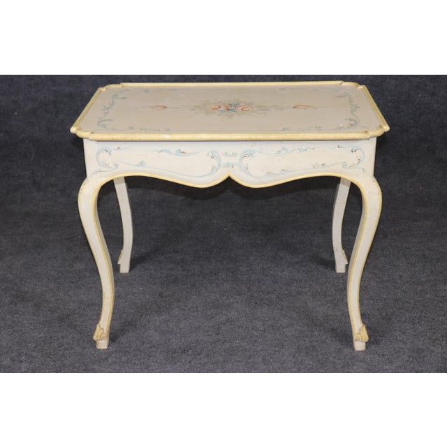 Early 20th Century 1920's Italian Paint Decorated Venetian Painted Writing Desk For Sale - Image 5 of 13