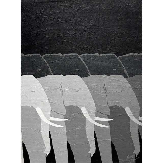 1980s Iconic Contemporary Elephant Painting Giant Tuskers Tom Taylor 20 C. American For Sale - Image 5 of 10