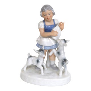 Gerold Porzellan Bavaria West Germany No 65757b Girl With Goats Figurine 4982b For Sale