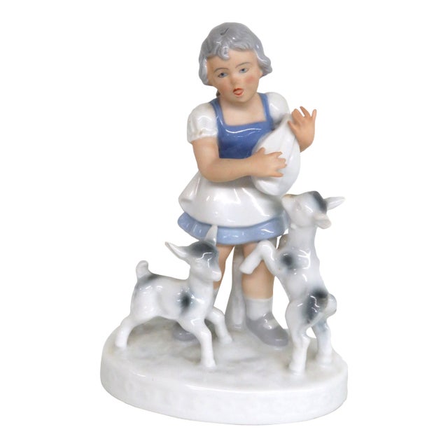 Gerold Porzellan Bavaria West Germany No 65757b Girl With Goats Figurine 4982b For Sale
