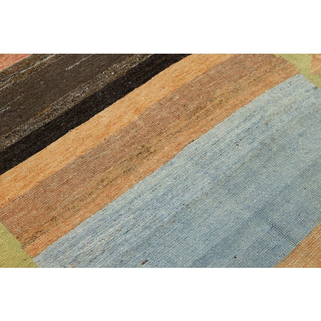Textile Multicolor Modern Striped Gabbeh Hand-Knotted Wool Rug 4x7 For Sale - Image 7 of 8