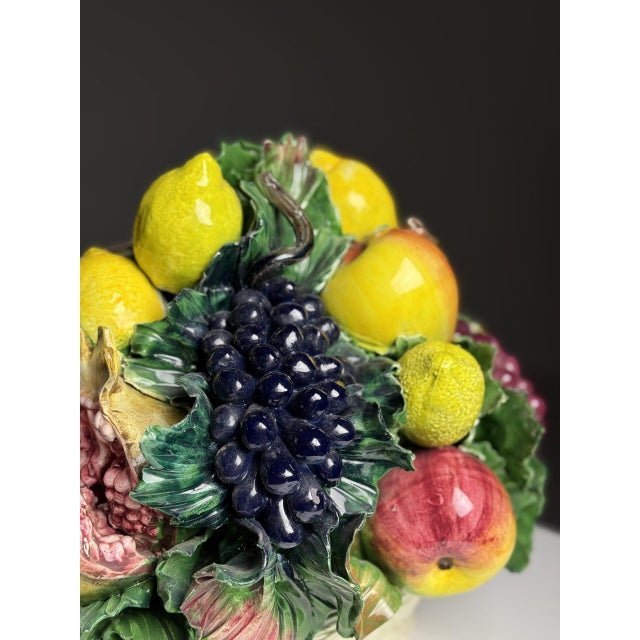 Yellow Italian Majolica Ceramic Fruit Piece, 1960s For Sale - Image 8 of 18