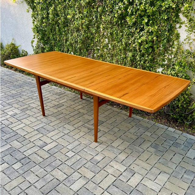 1980s Large Mid Century Danish Modern Teak Extension Dining Table For Sale - Image 10 of 12