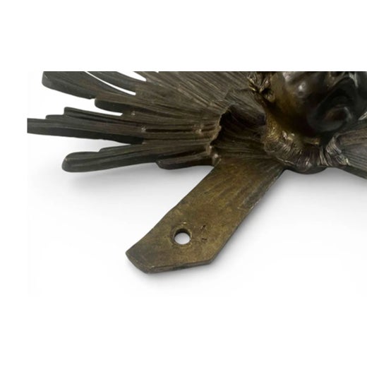 Traditional 19th Century Bronze Cherub Head With Radiating Sunburst Halo, Ecclesiastical Fragment For Sale - Image 3 of 8