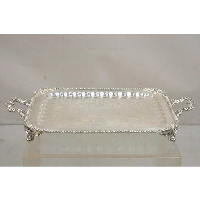 Vintage WM. Rogers Co. 8061 Victorian Silver Plated Serving Platter Tray. Circa Late 20th Century. Measurements: 2" H x...