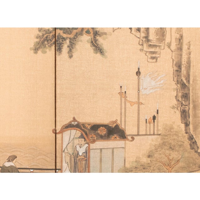1970s Showa Era Japanese Byobu Screen "Chinese Nobleman in a Boat" For Sale - Image 10 of 18
