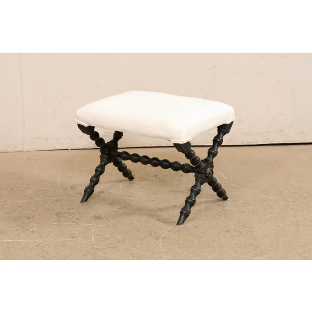 English English 19th Century Stool with Turned X-Style Legs For Sale - Image 3 of 10