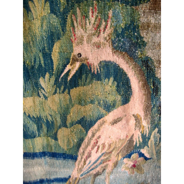 French Aubusson Chinoiserie Verdure Tapestry Pagoda and Three Birds 18 Century For Sale - Image 9 of 13
