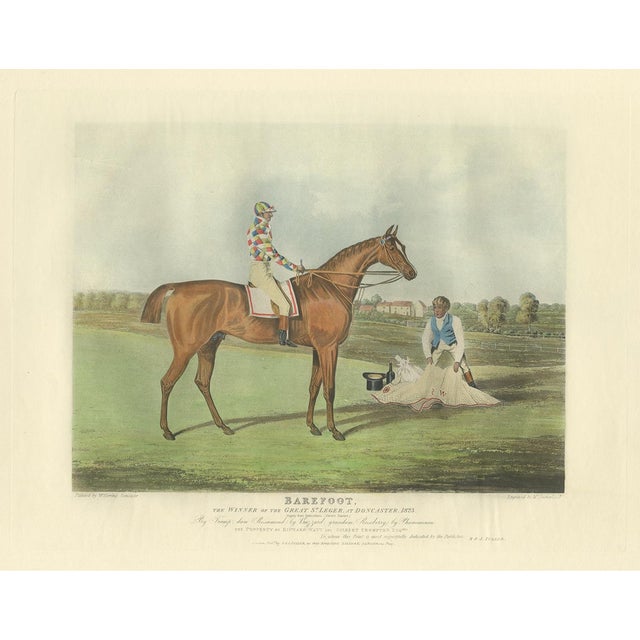 T. Sutherland, Illustration of the Winning Horse Barefoot and a Jockey, 1840, Print For Sale