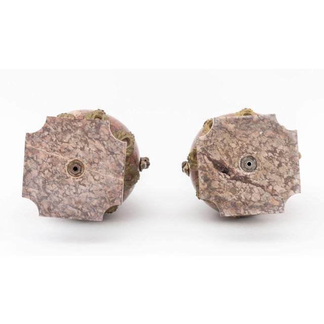 Maroon French Ormolu Mounted Rouge Griotte Urns, Pair For Sale - Image 8 of 8