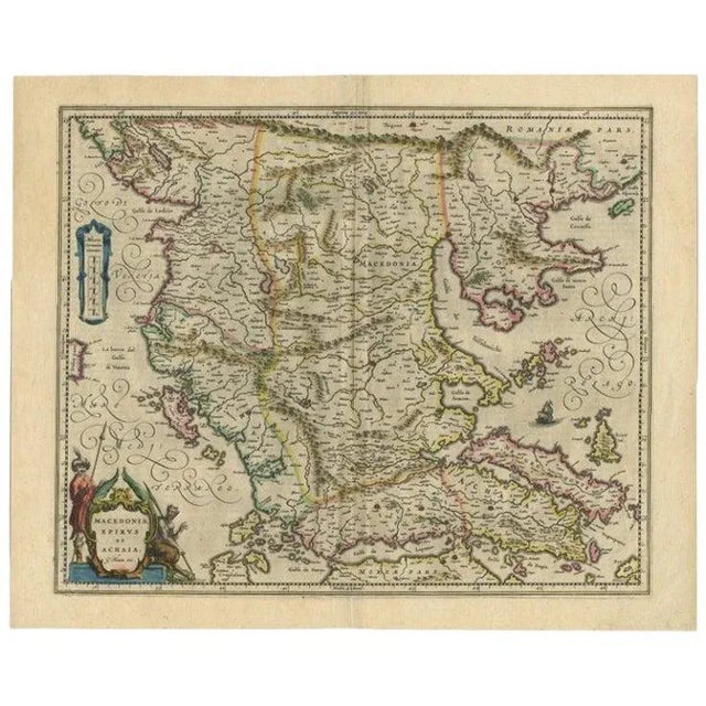 Antique Map of Macedonia by the Famous Mapmaker Blaeu, 1650 For Sale - Image 5 of 5