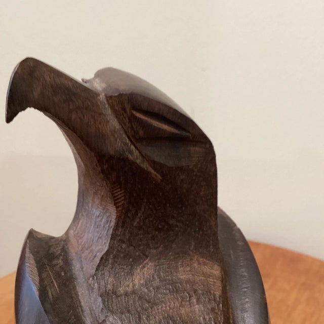 Oxblood Red Mid 20th Century Wooden Carved American Eagle Mahogany For Sale - Image 8 of 11