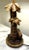 Vintage set of two elephant accent table lamps. Made of resin with a bridgetown bronze finish. Gingham, silk lined lamp...