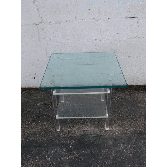 Hollywood Regency Lucite Glass Top Side End Table 6382 For Sale - Image 15 of 15