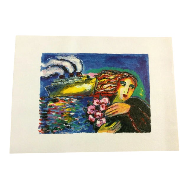 Modern Unframed Canvas Moonlit Cruise Signed Zamy Steynovitz Seriolithograph For Sale