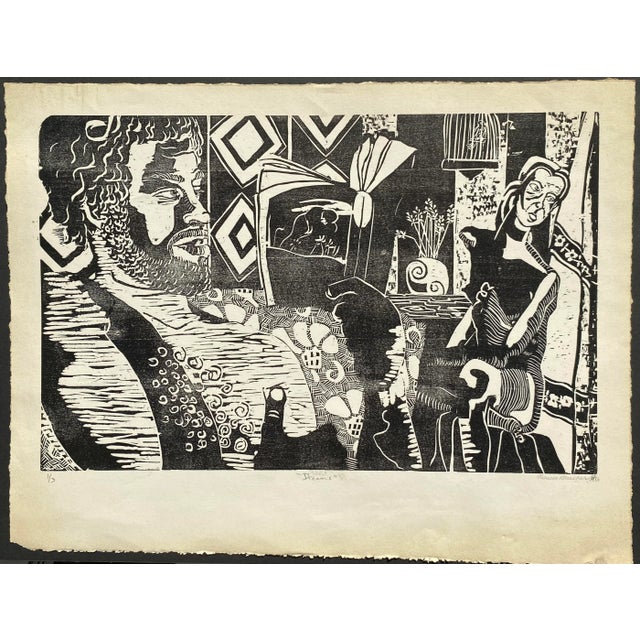 Woodcut by Massachusetts artist Rebecca Bleecher (born 1966). Aertist's proof titled "Dreams, pencil signed and dated....