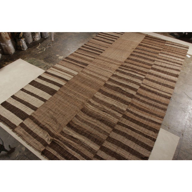 Traditional Oversized Vintage Mazandaran Persian Kilim, Beige-Brown Stripes - Rug & Kilim For Sale - Image 3 of 7