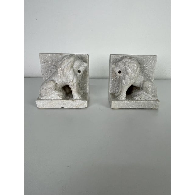 Mid-Century Modern Mid-Century Italian Marble Lion Bookends, 1950s, Set of 2 For Sale - Image 3 of 12