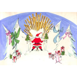 Lanvin Paris Santa Playing Organ C1950s Artwork For Sale