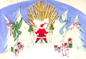 Lanvin Paris Santa Playing Organ C1950s Artwork