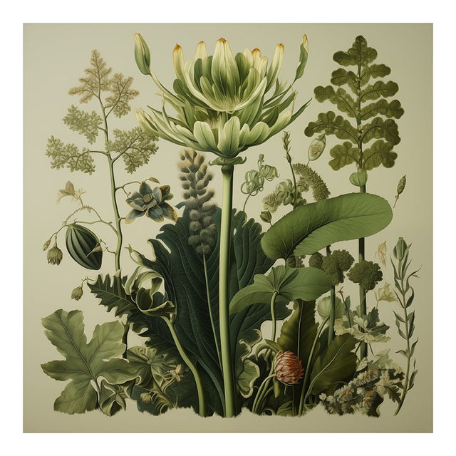Dark Green Antique Botanical Garden Study No. 18 - Natural History Fine Art Print For Sale