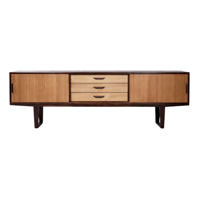 Mid-Century Danish Modern Wood Sideboard with Drawers, 1970s For Sale