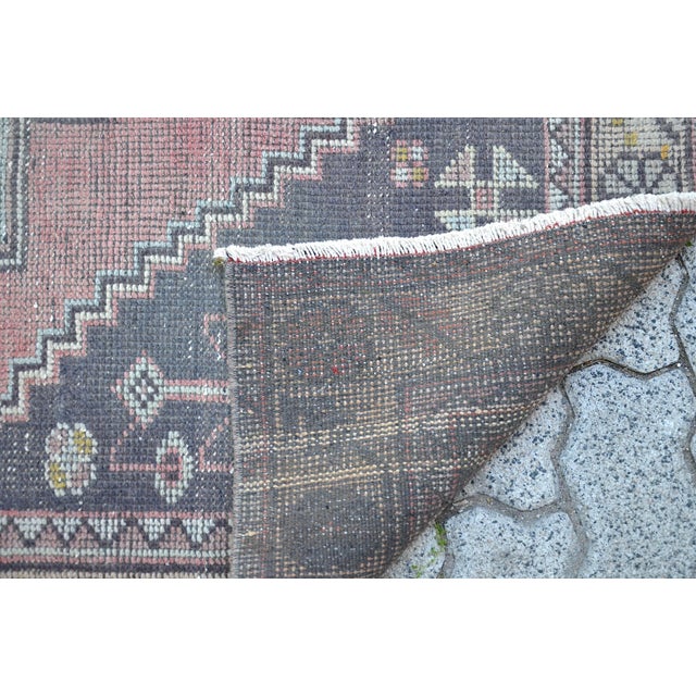 Natural Soft Pastel Pink Decore Vintage Hand Knotted Rug For Sale - Image 10 of 11