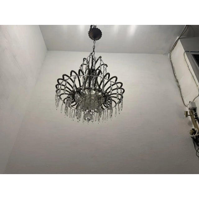 Vintage Italian Crystal Beaded Light Pendant, 1960s For Sale - Image 9 of 12