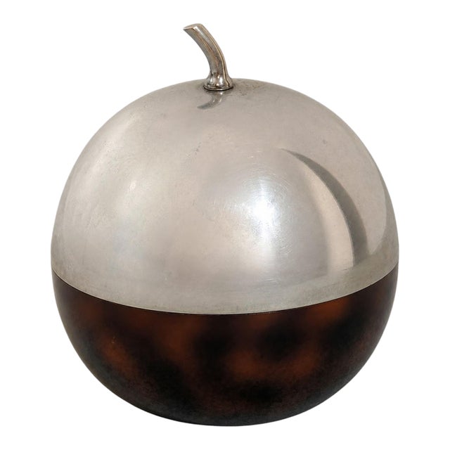 1970s Mid-Century Modern French Ice Bucket Metal and Bakelite Lucite For Sale