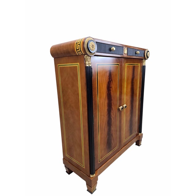 Brown Late 20th Century Neoclassical Empire Revival Mahogany Bar Cabinet For Sale - Image 8 of 12