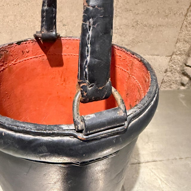 Paul Dupré-Lafon 1910s Art Deco Leather Fire Bucket Catch All Umbrella Holder Hermes Paul Drupre Lafon For Sale - Image 4 of 12